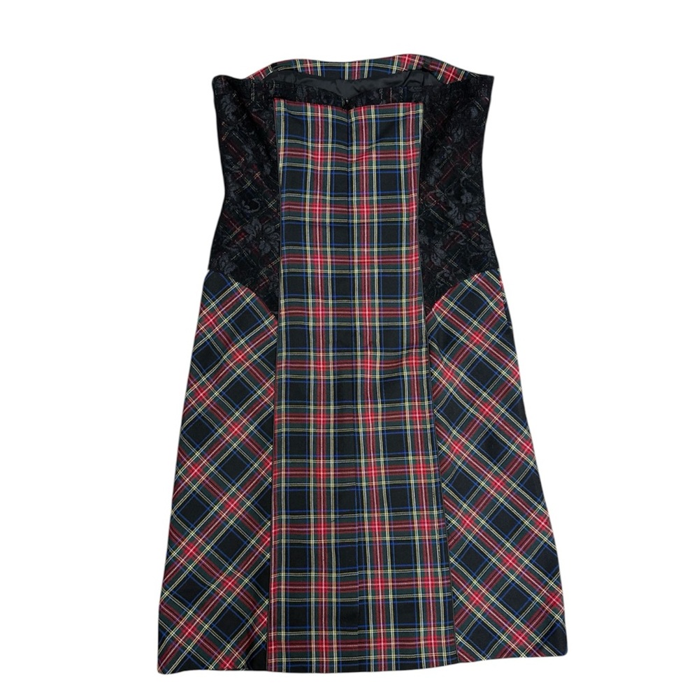 Tristan Strapless Plaid Dress with Lace Detail - Picture 7 of 12